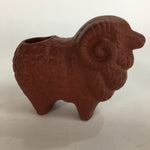 Japanese Ceramic Tooth Pick Stand Figurine Vtg Pottery Red Clay Sheep KF565