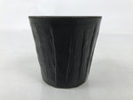 Japanese Ceramic Yunomi Teacup Simple Pottery Vtg Black Sencha Yakimono TC584