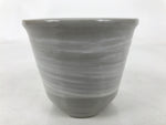 Japanese Ceramic Yunomi Teacup Vtg Pottery Gray White Yakimono Sencha TC565