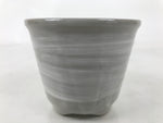 Japanese Ceramic Yunomi Teacup Vtg Pottery Gray White Yakimono Sencha TC565