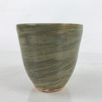 Japanese Ceramic Yunomi Teacup Vtg Pottery Large Green Swirl Sencha TC518