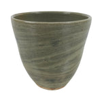 Japanese Ceramic Yunomi Teacup Vtg Pottery Large Green Swirl Sencha TC518