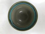 Japanese Ceramic Yunomi Teacup Vtg Pottery Teal Blue Taupe Yakimono Sencha TC597