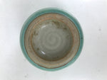 Japanese Ceramic Yunomi Teacup Vtg Pottery Teal Blue Taupe Yakimono Sencha TC597