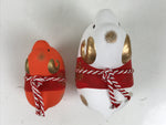 Japanese Ceramic Zodiac Sheep Figurine Set Vtg Hitsuji White Red Gold Boxed ST67
