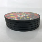 Japanese Chiyogami Paper Drink Saucer Chataku Coaster 5pc Kimono Red Gold L386
