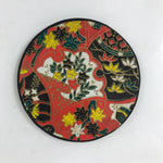 Japanese Chiyogami Paper Drink Saucer Chataku Coaster 5pc Kimono Red Gold L386