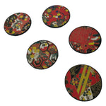 Japanese Chiyogami Paper Drink Saucer Chataku Coaster 5pc Kimono Red Gold L386