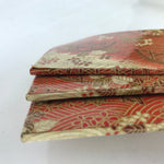 Japanese Chiyogami Paper Oshibori-Oki Wet Towel Tray 3pc Holder Red Gold L389