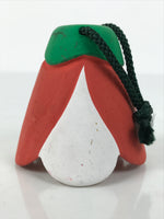Japanese Clay Bell Dorei Camellia Flower Vtg Tsuchi-Suzu Nara Red White DR644