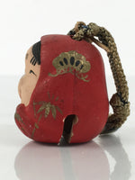 Japanese Clay Bell Dorei Hime Daruma Doll Vtg Tsuchi-Suzu Shochikubai Red DR612