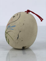 Japanese Clay Bell Dorei Hime Daruma Vtg Tsuchi-Suzu Flower Kimono Beige DR633