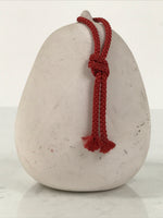 Japanese Clay Bell Dorei Hime Daruma Vtg Tsuchi-Suzu Momiji Peony White DR646