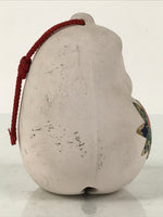Japanese Clay Bell Dorei Hime Daruma Vtg Tsuchi-Suzu Momiji Peony White DR646