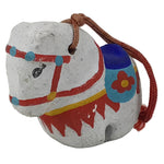 Japanese Clay Bell Dorei Horse Vtg Tsuchi-Suzu Zodiac Animal Uma White DR627