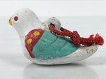Japanese Clay Bell Dorei Pigeon Vtg Tsuchi-Suzu Hato Bird White Red Green DR629