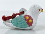 Japanese Clay Bell Dorei Pigeon Vtg Tsuchi-Suzu Hato Bird White Red Green DR629