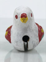 Japanese Clay Bell Dorei Pigeon Vtg Tsuchi-Suzu Hato Bird White Red Green DR629