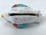 Japanese Clay Bell Dorei Pigeon Vtg Tsuchi-Suzu Hato Bird White Red Green DR629