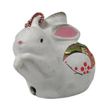 Japanese Clay Bell Dorei Rabbit Vtg Tsuchi-Suzu Zodiac Animal Usagi White DR647