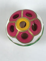 Japanese Clay Bell Dorei Temari Ball Vtg Tsuchi-Suzu Floral White Pink DR617