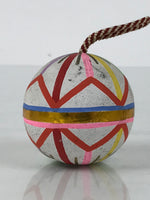 Japanese Clay Bell Dorei Temari Ball Vtg Tsuchi-Suzu Floral White Pink Red DR634