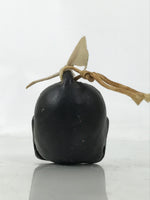 Japanese Clay Bell Dorei Vtg Tsuchi-Suzu Buddha Face Buddhist Black Green DR586