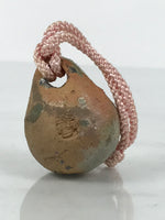 Japanese Clay Bell Dorei Vtg Tsuchi-Suzu Classic Shape Glazed Pink String DR620