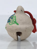 Japanese Clay Bell Dorei Vtg Tsuchi-Suzu Kamakura Blue Hydrangeas Ajisai DR613