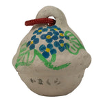 Japanese Clay Bell Dorei Vtg Tsuchi-Suzu Kamakura Blue Hydrangeas Ajisai DR613