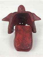 Japanese Clay Shishi Dancing Lion Dog Mask Small Container Vtg Komainu Red OM92