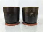 Japanese Copper Brazier Fire Pit 2pc Set Vtg Hibachi Sentoku Wooden Box PX794