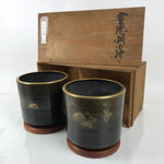 Japanese Copper Brazier Fire Pit 2pc Set Vtg Hibachi Sentoku Wooden Box PX794