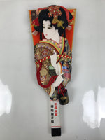 Japanese Decorative Wooden Paddle Hagoita Vtg Geisha Kimono New Years Game JK866
