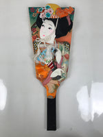 Japanese Decorative Wooden Paddle Hagoita Vtg Geisha Kimono New Years Game JK867
