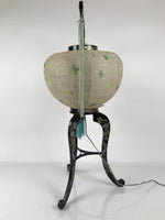 Japanese Electric Gifu Lantern 3 Legs Stand Vtg Obon Green Leaves Decor LT98