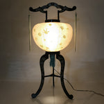 Japanese Electric Gifu Lantern 3 Legs Stand Vtg Obon Green Leaves Decor LT98