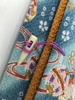 Japanese Fabric Card Holder Vtg Ball Ribbon Blue Pink Gold Cherry Blossom KB93