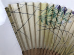 Japanese Fabric Folding Fan Sensu Vtg Bamboo Frame Floral Dragonfly Brown 5D3