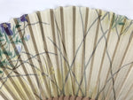 Japanese Fabric Folding Fan Sensu Vtg Bamboo Frame Floral Dragonfly Brown 5D3