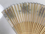 Japanese Fabric Folding Fan Sensu Vtg Bamboo Frame Roses Pastel Pink Bara 5D20