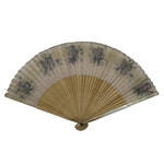 Japanese Fabric Folding Fan Sensu Vtg Bamboo Frame Roses Pastel Pink Bara 5D20