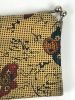 Japanese Fabric Wallet Pouch Vtg Coin Purse Gamaguchi Clasp Resting People KB96