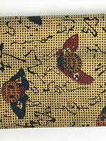 Japanese Fabric Wallet Pouch Vtg Coin Purse Gamaguchi Clasp Resting People KB96