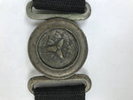 Japanese Firefighter Casual Uniform Belt Vtg Fire Brigade Metal Crest Black MK22