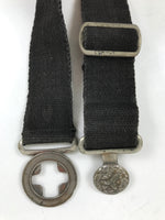 Japanese Firefighter Casual Uniform Belt Vtg Fire Brigade Metal Crest Black MK23