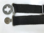 Japanese Firefighter Casual Uniform Belt Vtg Fire Brigade Metal Crest Black MK25