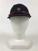Japanese Firefighter Uniform Hat Vtg Fire Brigade Cap Blue Metal Sakura Pin MK13