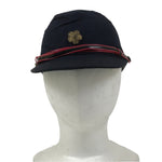 Japanese Firefighter Uniform Hat Vtg Fire Brigade Cap Blue Metal Sakura Pin MK13