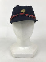 Japanese Firefighter Uniform Hat Vtg Fire Brigade Cap Blue Metal Sakura Pin MK14